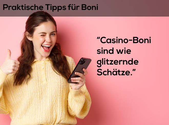 Mädchen schaut auf ihr Handy und studiert Casino-Bonustipps