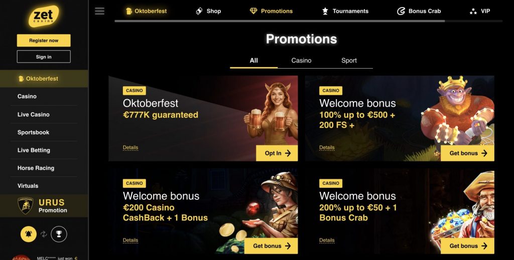 Promotions ZetCasino